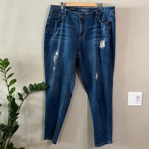 Lane Bryant Boyfriend 20 Jeans with Gold Sparkle Cut Outs